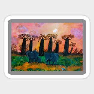 baobab tree and elephant Sticker